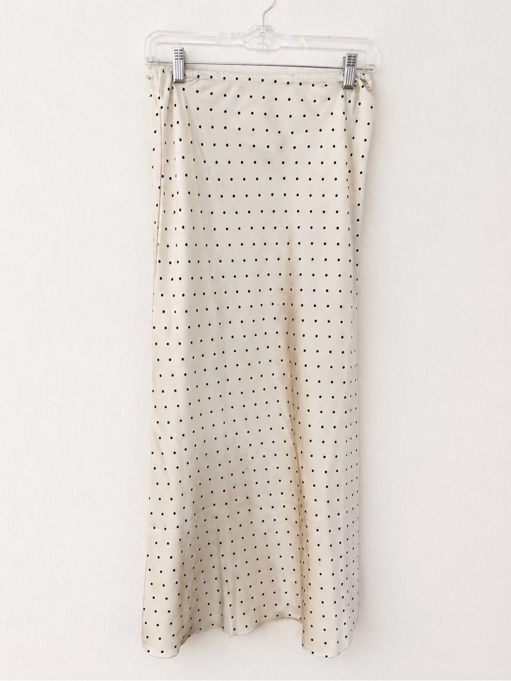 Cream Polka Dot Satin Skirt